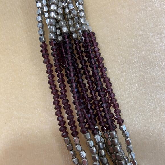 Himalayan Gems Purple Silver Multi Strand Necklace Beaded - Picture 9 of 9